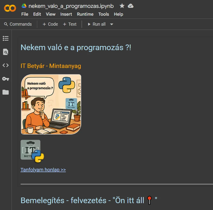 ingyenes colab kurzus